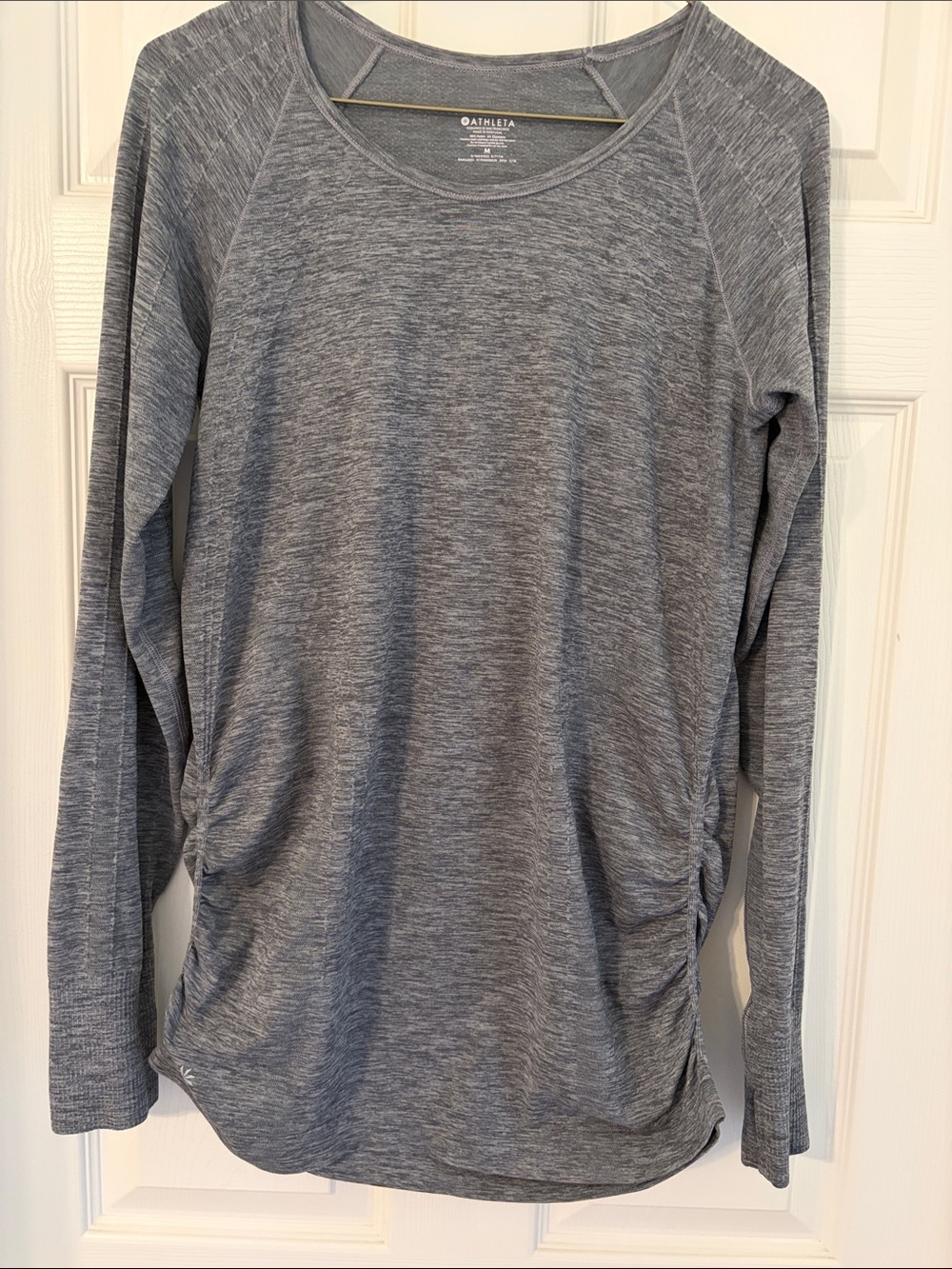 Athleta top like new. Gray Heather, long sleeve, ruching